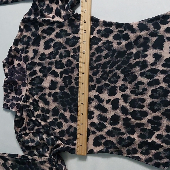Lazofy Leopard print high neck bodysuit Women's long sleeve size M - Picture 8 of 9